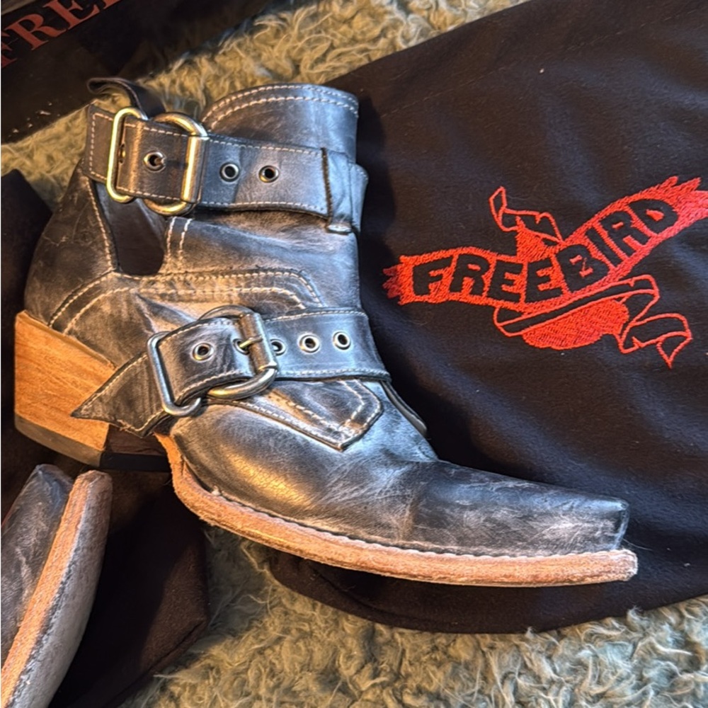 Freebird Silver Buckle Ankle Boots